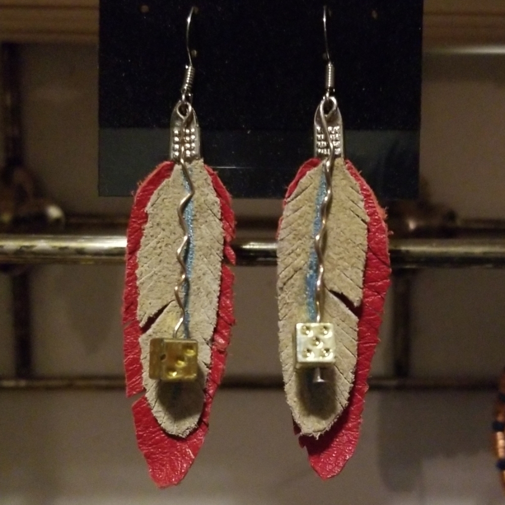 Leather Feather Earrings